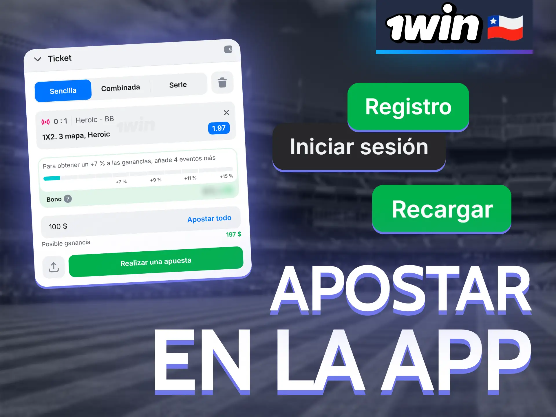 Empieza a apostar fácilmente con la app oficial de 1Win.